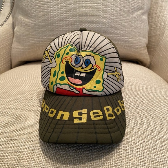 Sponge Bob Square Pants Vintage Hat w Camouflage Mesh Adjustable Baseball Hat - Picture 2 of 11